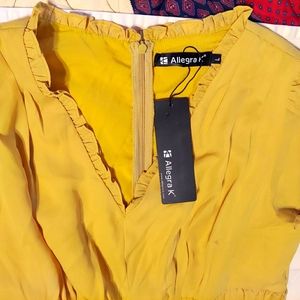 NWT Chrome Mustard Yellow Ruffle dress